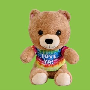 ÷Hallmark Plush Teddy Bear In Love Ya Tie Dyed T-Shirt Fuzzy Fur Stuffed Animal